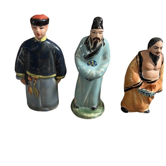 Set of Eight Vintage Hand Painted Japanese Porcelain, Asian Folk Art, Figurines - Picture 5 of 9